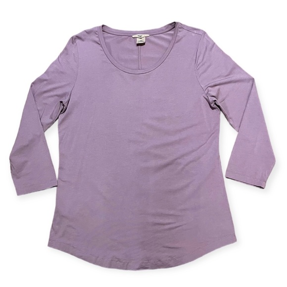 Duluth Trading Company Pima Cotton Willow Knit 3/4 Sleeve Lilac Mauve Top Sz M - Picture 1 of 11